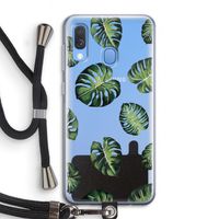 Tropische bladeren: Samsung Galaxy A40 Transparant Hoesje met koord