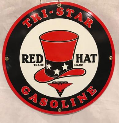 Tri-Star Gasoline Red Hat Emaille Bord 12" / 30 cm
