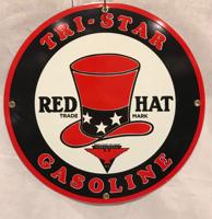 Tri-Star Gasoline Red Hat Emaille Bord 12" / 30 cm