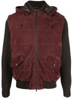 Barba veste en cuir à empiècements - Rouge