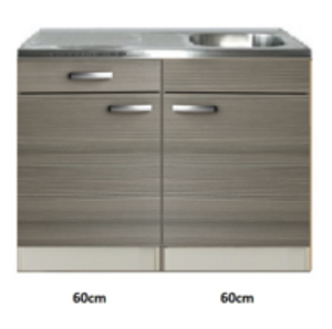 Keukenblok Grijs-bruin Vigo 120cm met rvs werkblad 120cm RAI-522