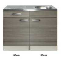 Keukenblok Grijs-bruin Vigo 120cm met rvs werkblad 120cm RAI-522 - thumbnail