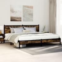 Bedframe zonder matras metaal gerookt eikenkleurig 193x203 cm