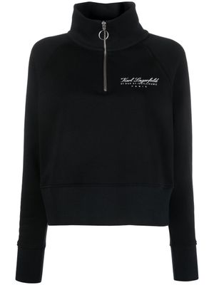 Karl Lagerfeld sweat à col zippé - Noir