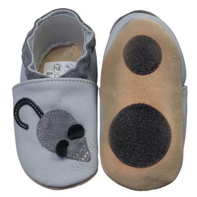 Hobea babyslofjes extra antislip Maus grau-26-27