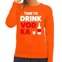 Time to drink Vodka fun sweater oranje voor dames 2XL  -