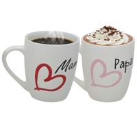 Vaderdag / Moederdag cadeau mok - 360 ml - hartje / liefde - koffie of thee