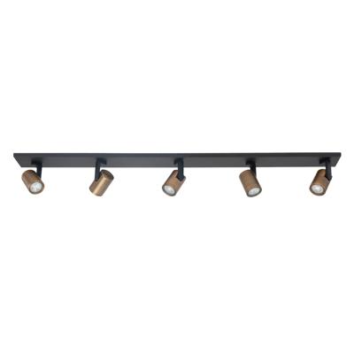 Highlight OpbouwspotHalo zwart met messing 5-lichts - S7378.32