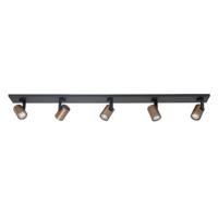 Highlight OpbouwspotHalo zwart met messing 5-lichts - S7378.32
