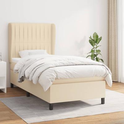 Boxspring met matras stof crèmekleurig 90x200 cm