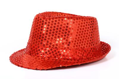 Paillettenhoed rood