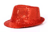 Paillettenhoed rood