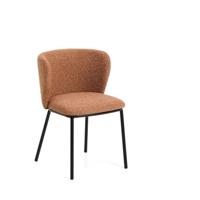 Kave Home Ciselia eetkamerstoel dik chenille Terra poot zwart