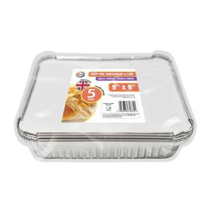 Meal prep - voedsel bewaar bakjes - Aluminium - 5x - 23 x 23 x 5 cm - met deksels