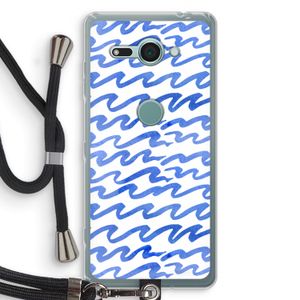 Blauwe golven: Sony Xperia XZ2 Compact Transparant Hoesje met koord