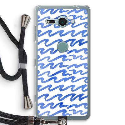 Blauwe golven: Sony Xperia XZ2 Compact Transparant Hoesje met koord