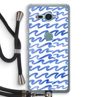 Blauwe golven: Sony Xperia XZ2 Compact Transparant Hoesje met koord