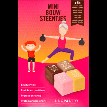 Innopastry Mini Bouw Steentjes Aardbei Banaan Choco Speculoos 8 x 30 g bij Jumbo