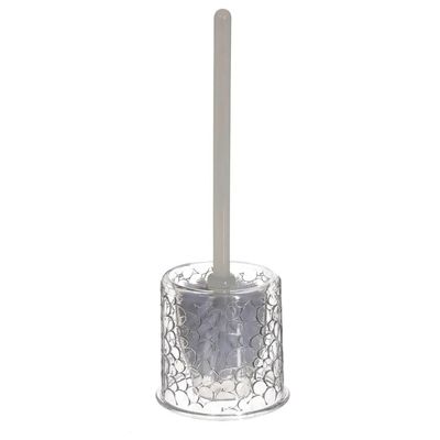 WC-/toiletborstel met houder transparant met kiezel patroon kunststof 37 cm