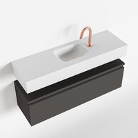 Toiletmeubel Mondiaz Andor | 100 cm | Meubelkleur Dark grey | Lex vrijhangend wastafel Talc Midden | 1 kraangat