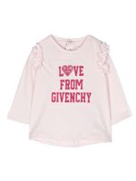 Givenchy Kids t-shirt longues manches à logo imprimé - Rose