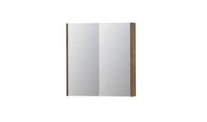 INK SPK2 spiegelkast met 2 dubbelzijdige spiegeldeuren, 2 verstelbare glazen planchetten, stopcontact en schakelaar 70 x 14 x 73 cm, naturel eiken