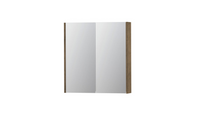 INK SPK2 spiegelkast met 2 dubbelzijdige spiegeldeuren, 2 verstelbare glazen planchetten, stopcontact en schakelaar 70 x 14 x 73 cm, naturel eiken - thumbnail