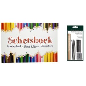 Schetsboek/tekenboek A4 formaat inclusief houtskool pakket   -