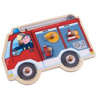 Haba vormenpuzzel Brandweerauto junior hout 6 stukjes - thumbnail
