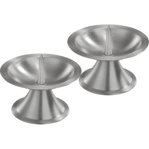 Luxe kaarsenhouder voor stompkaarsen - 2x - zilver - metaal - voor kaarsen van 5-6 cm