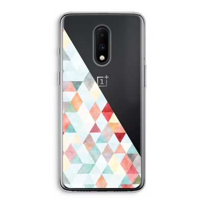 Gekleurde driehoekjes pastel: OnePlus 7 Transparant Hoesje