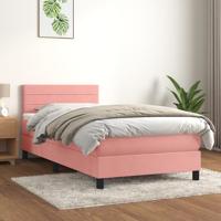 Boxspring met matras fluweel roze 100x200 cm