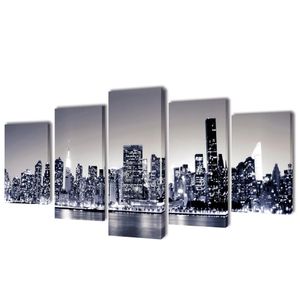 Canvas muurdruk set monochroom New York skyline 100 x 50 cm