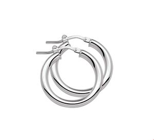 TFT Creolen Ronde Buis Zilver Gerhodineerd Glanzend 3 mm x 24 mm