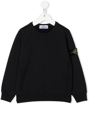 Stone Island Junior sweat à patch logo - Bleu