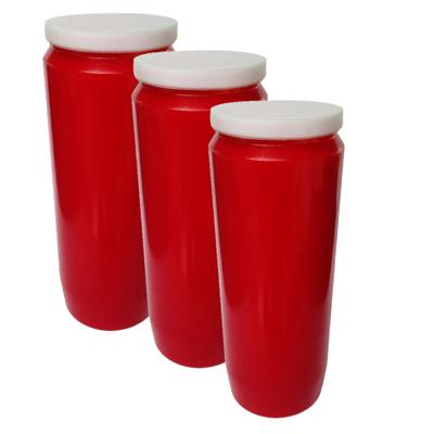 Grafkaars/gedenklicht - 3x - rood - 7 cm x 20 cm - 9 dagen - Noveenkaars - Gedenkkaars - Graflicht