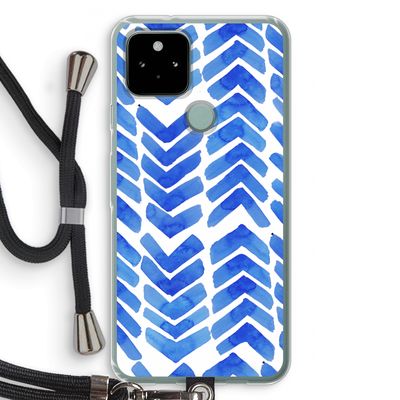 Blauwe pijlen: Pixel 5 Transparant Hoesje met koord