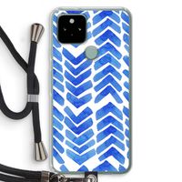 Blauwe pijlen: Pixel 5 Transparant Hoesje met koord