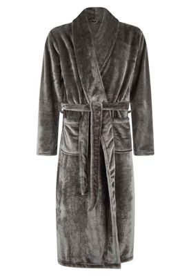 Fleece badjas grijs uni -s/m