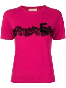 ERMANNO FIRENZE t-shirt en maille fine à logo strassé - Rose