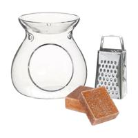 Ideas4seasons Amberblokjes/geurblokjes cadeauset - amber geur - inclusief geurbrander en mini rasp - Geurbranders