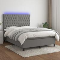 Boxspring met matras en LED stof donkergrijs 140x190 cm