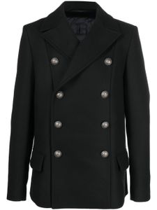 Balmain costume en laine vierge à veste croisée - Noir