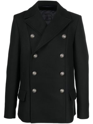 Balmain costume en laine vierge à veste croisée - Noir