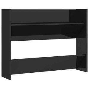 The Living Store Schoenenkast Modern - Schoenenkast - 80x18x60cm - Hoogglans zwart