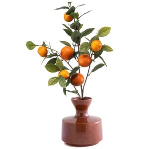 Kunstbloem citrusfruit tak mandarijn/clementine - 95 cm - oranje - losse steel - Kunst zijdebloemen