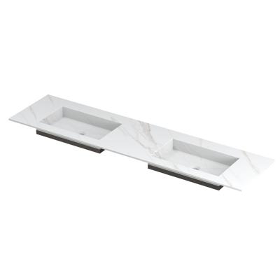 INK Post Wastafel Keramische Slab Envelop Bak Dubbel Zonder Kraangaten - 1800x450x10 mm - Calacatta Mat