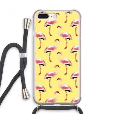 Flamingo's geel: iPhone 7 PLUS Transparant Hoesje met koord