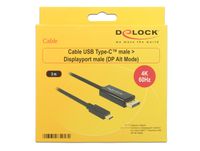 Delock 85257 Kabel USB Type-C male > DisplayPort male (DP Alt Mode) 4K 60 Hz 3 m zwart - thumbnail