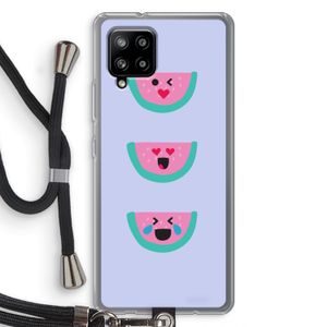 Smiley watermeloen: Samsung Galaxy A42 5G Transparant Hoesje met koord